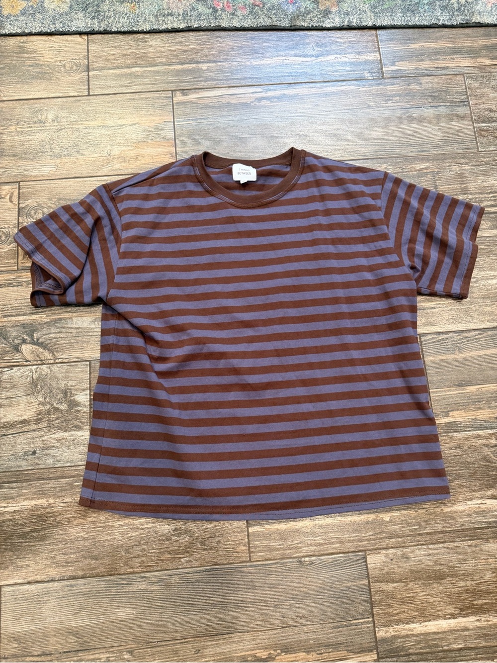 Striped Crewneck T-Shirt - Brown & Gray